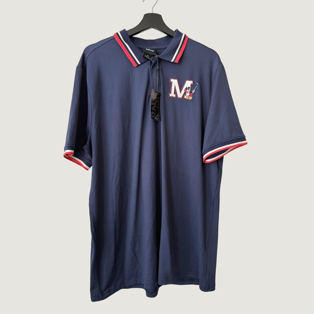 Disney Mickey Mouse Collegiate Golf Polo Shirt Navy Blue BoxLunch Mens XL NWT